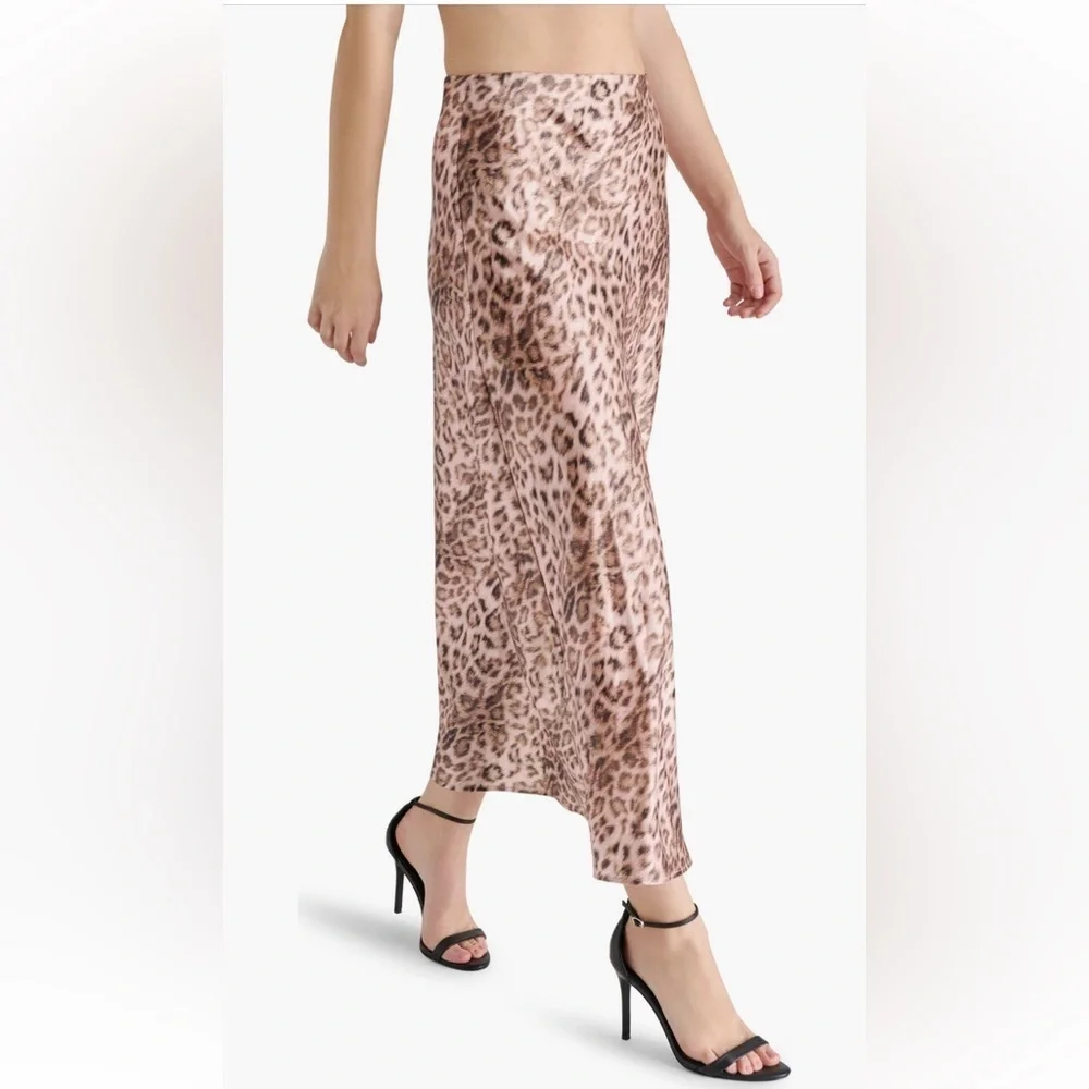 Steve Madden Satin Slip Skirt in Wild Leopard Size X-Small NWT